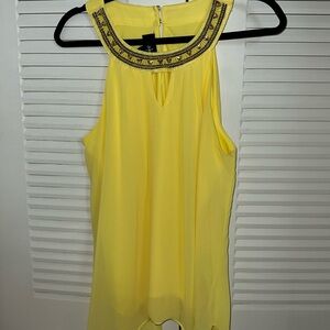 Very pretty bright yellow blouse with chiffon overlay.